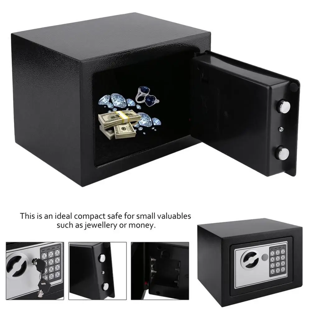 

New Solid Steel Electronic Safe Box With Digital Keypad Lock 4.6L Mini Lockable Jewelry Storage Case Safe Money Cash Storage Box