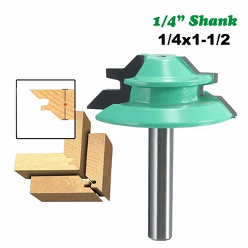 

1/4*1-1/2 45 Degree Lock Miter Router Bit Shank Woodworking Tenon Milling Cutter Tool Drilling Milling for Woodworking Tool