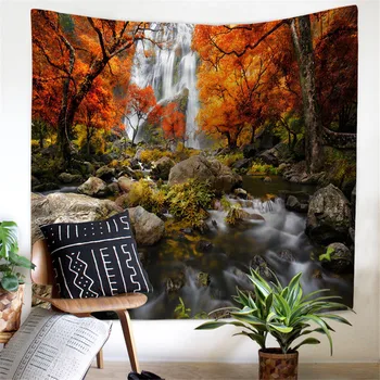

3D Beach Towel Waterfall Landscape Beautiful Forest Stream Printing Wall Carpet Yoga Mat Home Decor Tapestry