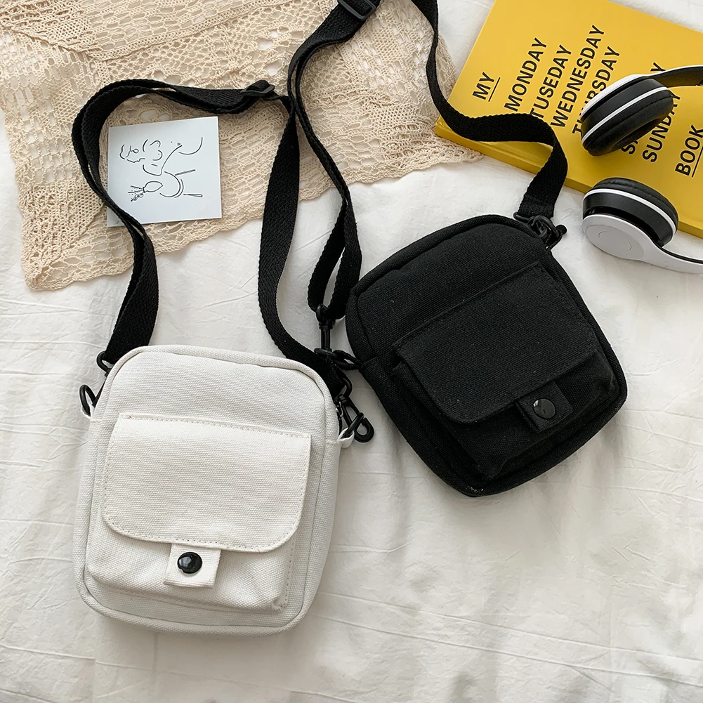 Canvas bag,women handbags,crossbody bags Canvas Women's Crossbody Bag Trend Small Shoulder Handbag Korean Solid Color Student Phone Bag Simple Shopper Zipper Purse