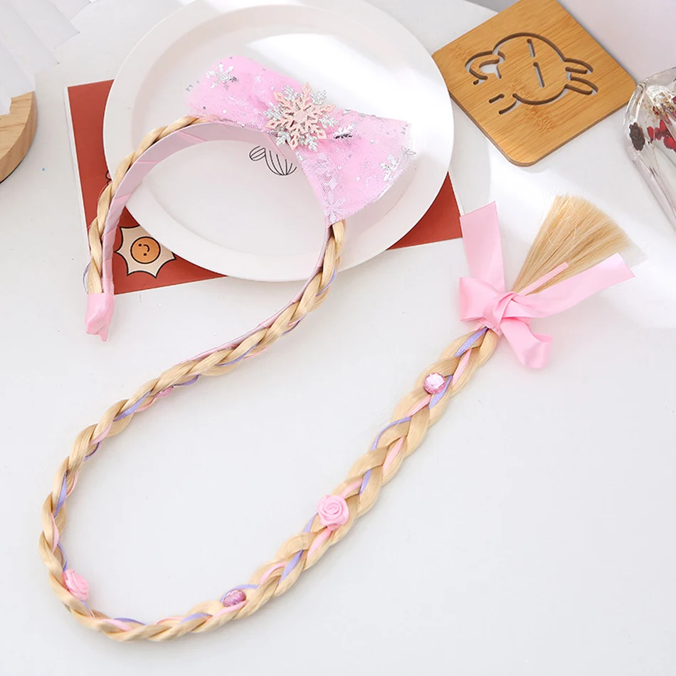 Little Girls Blonde Cosplay Weaving Princess Braid Tangled Rapunzel Headband Hair Elsa Accesorries Girl Wig accessoriesdiy baby 