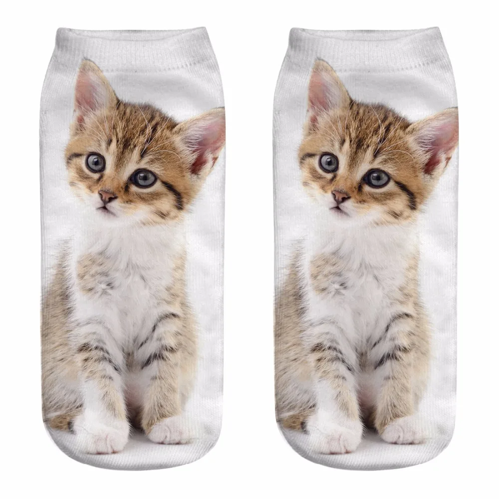 Женские носки с забавными животными и милым 3D принтом, женские короткие носки, носки унисекс, популярные женские модные носки с мультяшным котом для женщин, Прямая поставка