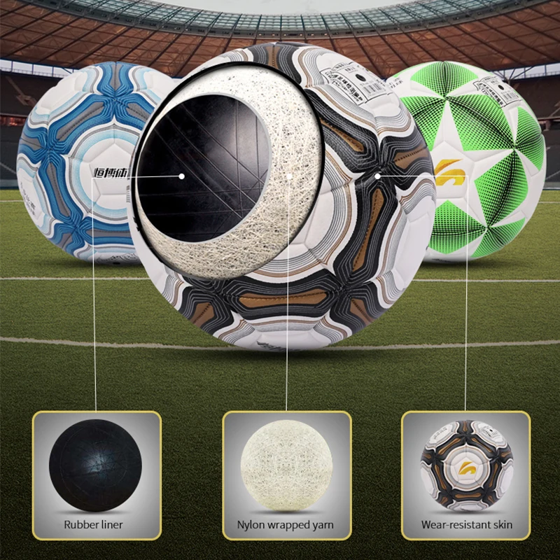 HENBOO Multicolor Soccer Ball Official Size 4 Size 5 Soccer Goal League Ball Outdoor Sports Soccer Training Balls Football Black