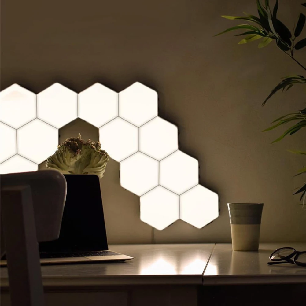 

4/6/pcs Touch Sensor LED Quantum Light Magnetic Hexagon Modular Night Lamp Wall Creative Decor Light EU Honeycomb Lighting Tool