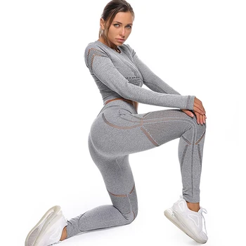 

Seamless Yoga Set 2020 Women Fitness Clothing Sportswear Gym Yoga Long Sleeve High Waist Running Leggings Workout Pants