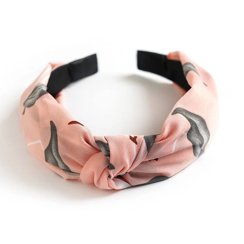 Flamingo Pink Женские мягкие резинки для волос с узлом ободок в богемном стиле, винтажные обручи для волос, тюрбан, повязка для волос, одноцветные полосы, аксессуары для волос - Цвет: Flamingo Pink