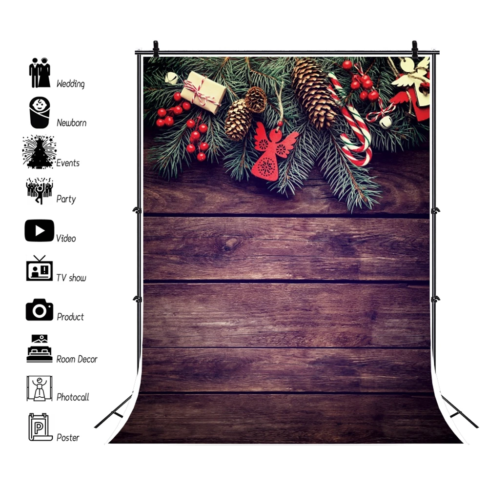 

Christmas Backdrop Vintage Wood Board Branch Snowflake Baby Vinyl Photography Backdrops Background For Photo Studio Photophone