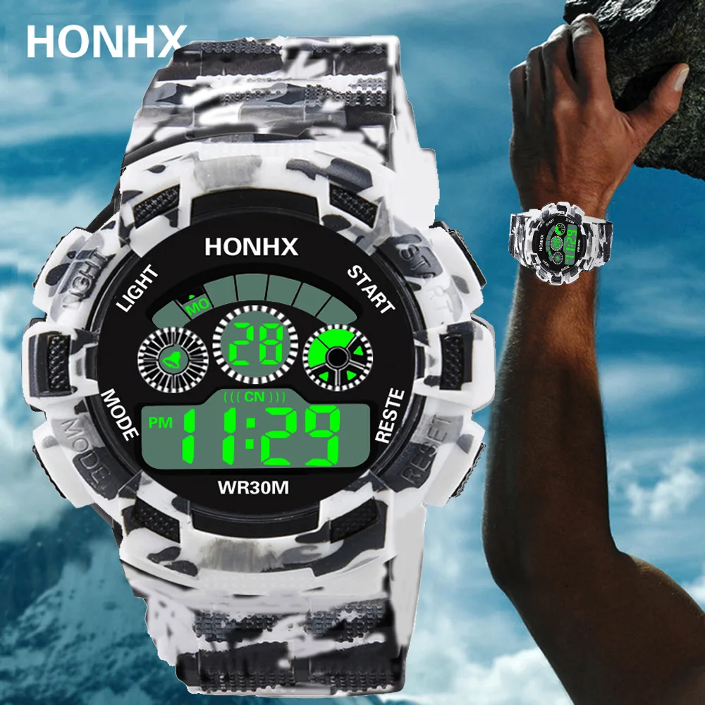 

Men's Military Army Watch Sports LED Electronic Watch For Men Fitness Alarm Clock Multifunctional Wristwatch Clock Montre Homme