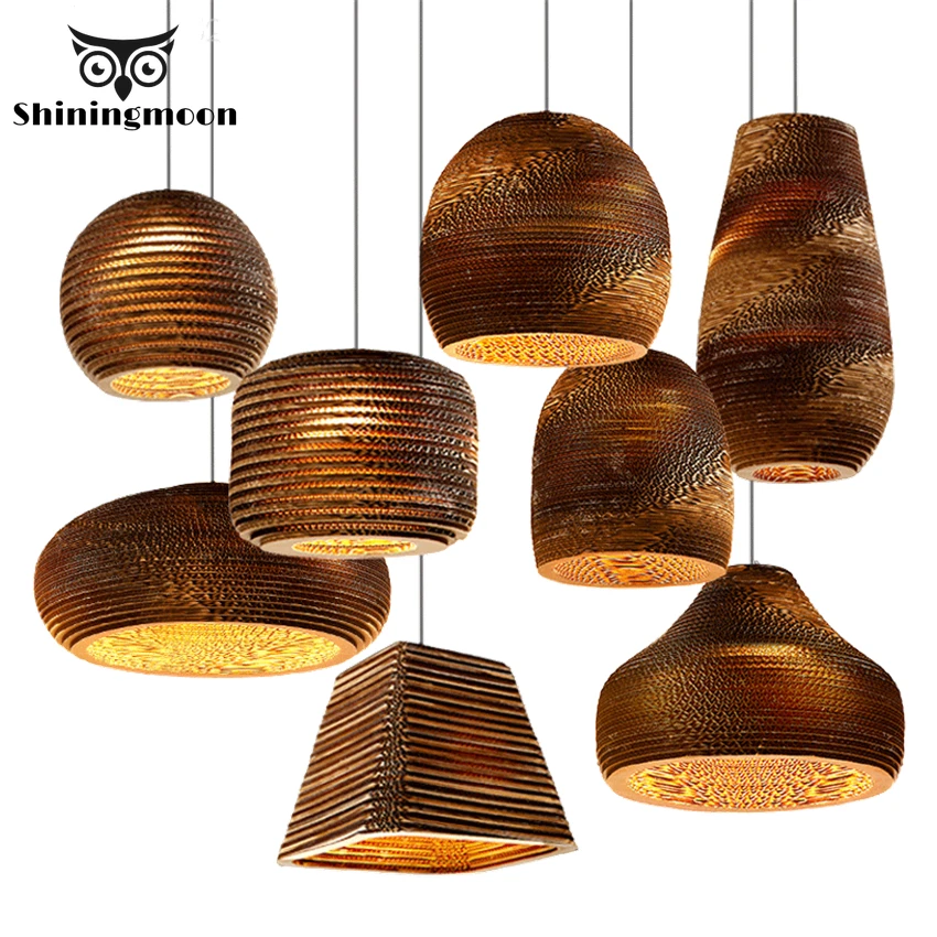 

Southeast Asian Wood Pendant Lights American LOFT Living Room Pendant Lamp Kitchen Cafe Bar Decoration Hanging Lamp Luminaria