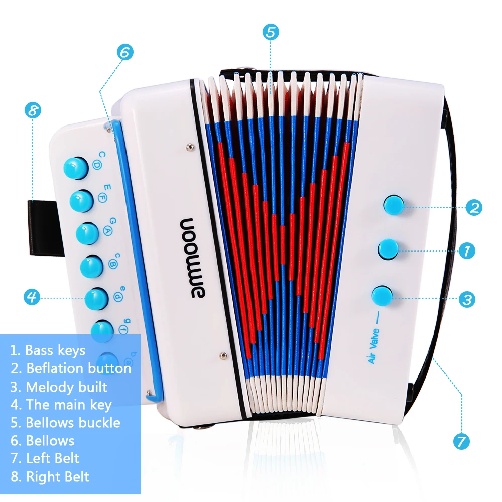 Ammoon Mini 10 ключей Игрушка Аккордеон для детей ABS Материал музыкальный инструмент игрушка для детей ясельного возраста Рождественский подарок