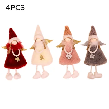

4 Piece Christmas Decoration Small Pendant Cute Creative Plush Doll Feather Angel Christmas Tree Ornaments Accessories
