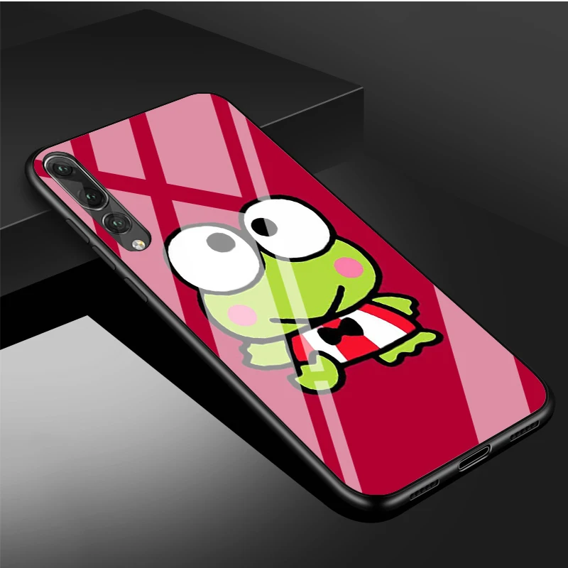 pu case for huawei Dễ Thương Ếch Xanh Keroppi DIY Cao Cấp Kính Cường Lực Điện Thoại Ốp Lưng Cho Huawei P20 P30 P40 Lite PRO Giao Phối 20 30 lite Pro Vỏ cute phone cases huawei Cases For Huawei