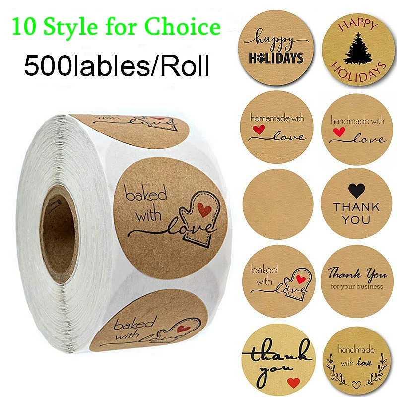 

Custom Stickers Kraft Handmade Sticker for Holiday Party Halloween Decoration Thank You Christmas Gift Sticker Cute Stickers