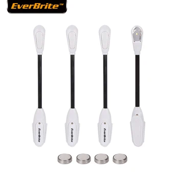 

EVERBRITE Flexible LED Book Light Adjustable Neck LED Bright Reading Booklight Mini Clip-on Book Reading Lamp 4PC/Lot