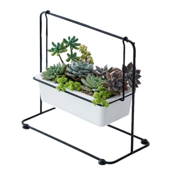 

Nordic Swing Succulents Flower Pot Wrought Ceramic Iron Swing Desktop Plant Pot Iron Frame Set Home Decoration