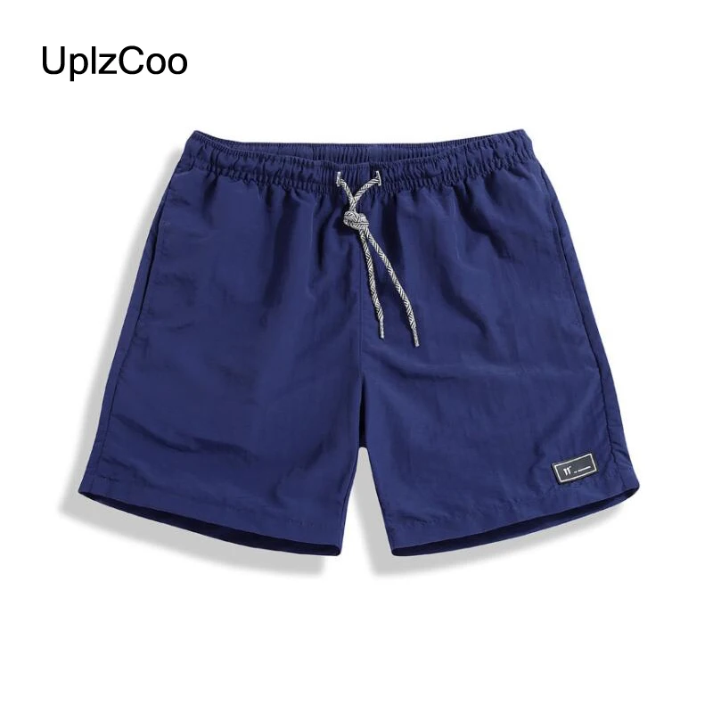 UplzCoo мужские быстросохнущие шорты летние пляжные шорты спортивная мужская однотонная аппликация Повседневный эластичный ремень на пояс шорты 5XL FM243