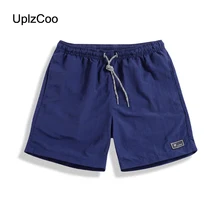 UplzCoo мужские быстросохнущие шорты летние пляжные шорты спортивная мужская однотонная аппликация Повседневный эластичный ремень на пояс шорты 5XL FM243