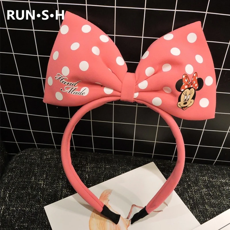 Srunchie, повязка на голову с Минни, Детские аксессуары для волос, детские головные уборы, банты для волос для девочек, резинки для волос с принтом, аксессуары головные повязки - Цвет: 3