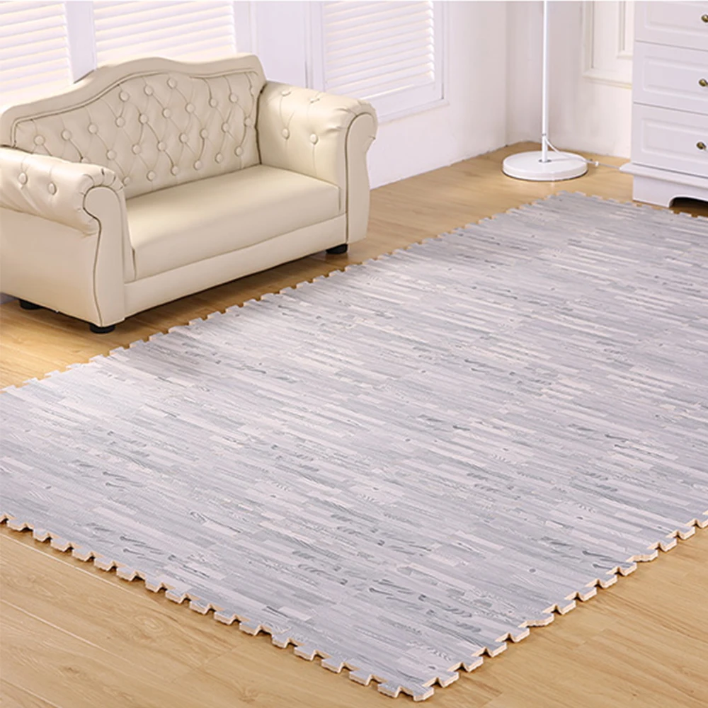 

Hot New 4 Pcs Foam Floor Mats Printed Wood Thick Exercise Mat with Interlocking Tiles Protective Flooring Cushion