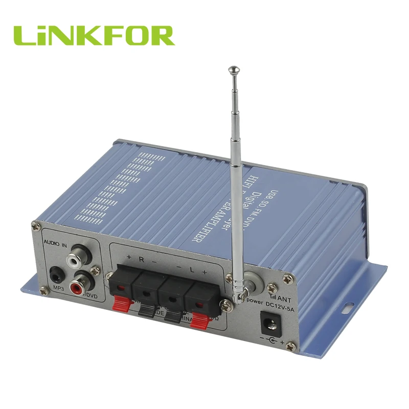 

LiNKFOR Mini Hi-Fi Stereo Audio Amplifier for 2-channel 500W DC 12V Amplifier Amp With Remote Control For Car Auto MOTO boat AMP