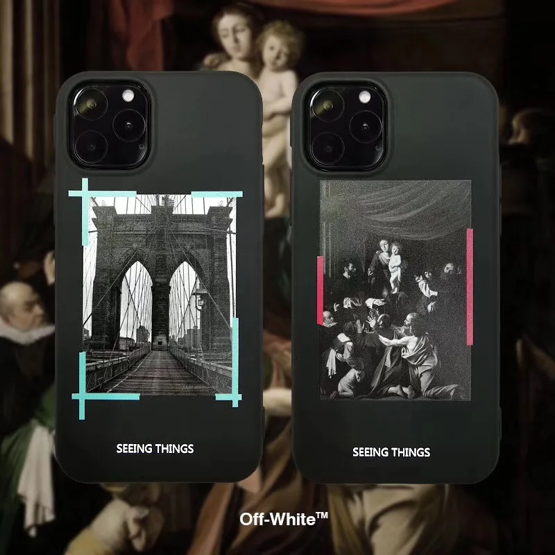 

Luxury Classical painting White Off Phone Case For iphone 11 pro Max 6 s 7 8 Plus X XS XR MAX Fashion Soft Silicone Cover Coque