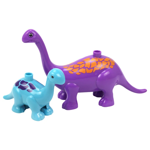 Zoo Animals Series Set Big Size Building Blocks Assemble Accessories Cute Birds Beasts Elephant Tiger Bricks Education Toys Kids Two Diplodocus