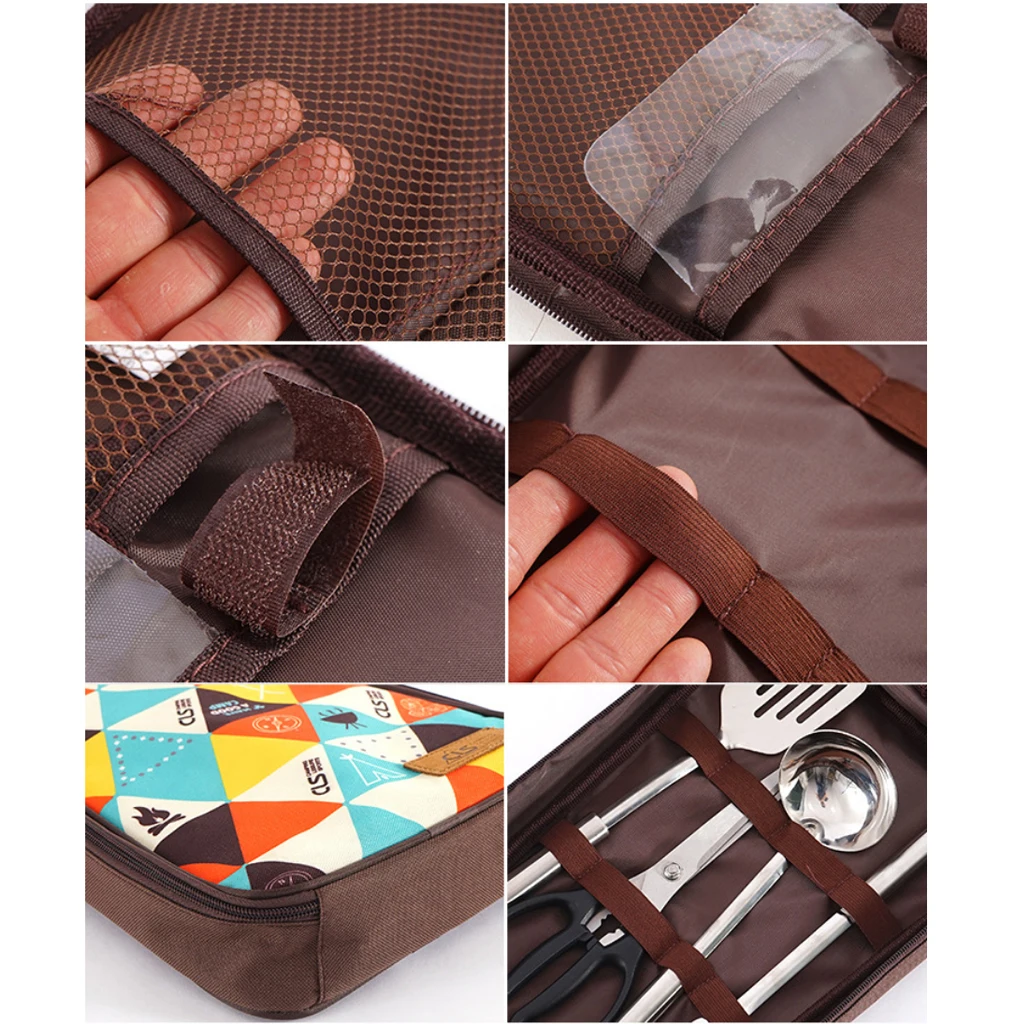  Camping Cookware Kitchen Cooking Utensil Organizer Portable BBQ Storage Bag Backpacking Camp Cookin