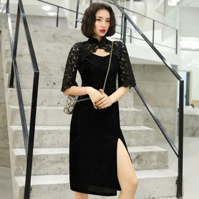 Новинка, элегантное улучшенное платье cheongsam в стиле ретро, осенние и зимние вечерние, сексуальные, обтягивающие, Длинные