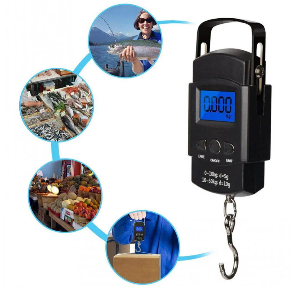 

New Pocket Digital Portable Hanging Scale 50kg/10g LCD display Electronic Hand Held Hook Balance Weighing with Backlight