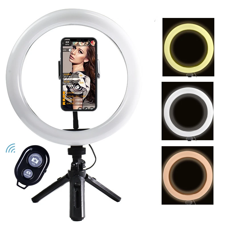 Portable Selfie Ringlight Adjustable Tripod Remote Photography Lighting