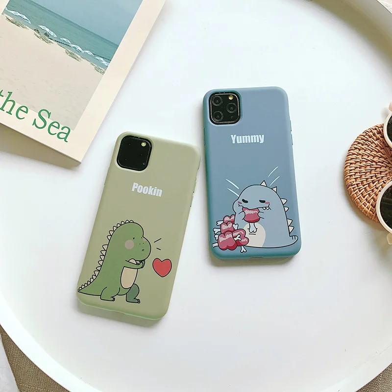 Милый мультяшный чехол для телефона с динозавром iPhone 11 Pro Max 7 8 Plus X XS XR T-Rax пара