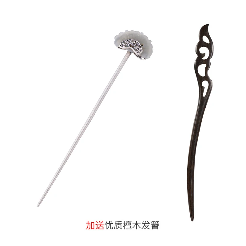 Hotan Jade 925 Серебряная заколка античные ювелирные изделия дворца стиль классический китайский костюм Panfa заколка для прически - Цвет: 180