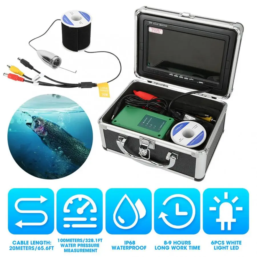 110-240V 1000TVL Waterproof 6 LEDs Fishing Video Camera Fish Finder Under Water with 65.6ft Cable | Безопасность и защита