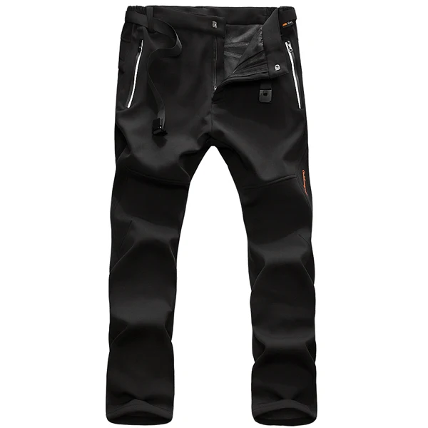 JACKSANQI Мужские Женские зимние походные уличные штаны толстые однотонные флисовые брюки ветрозащитный, Альпинизм Кемпинг, катание на лыжах RA312 - Цвет: Men Black