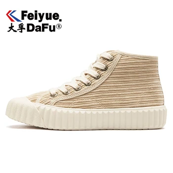

DafuFeiyue Black Flats 8355 Corduroy Shoes Womens Flats Sneaker Fashion Casual Shoes Braided Shoelace Autumn Vulcanized Shoes