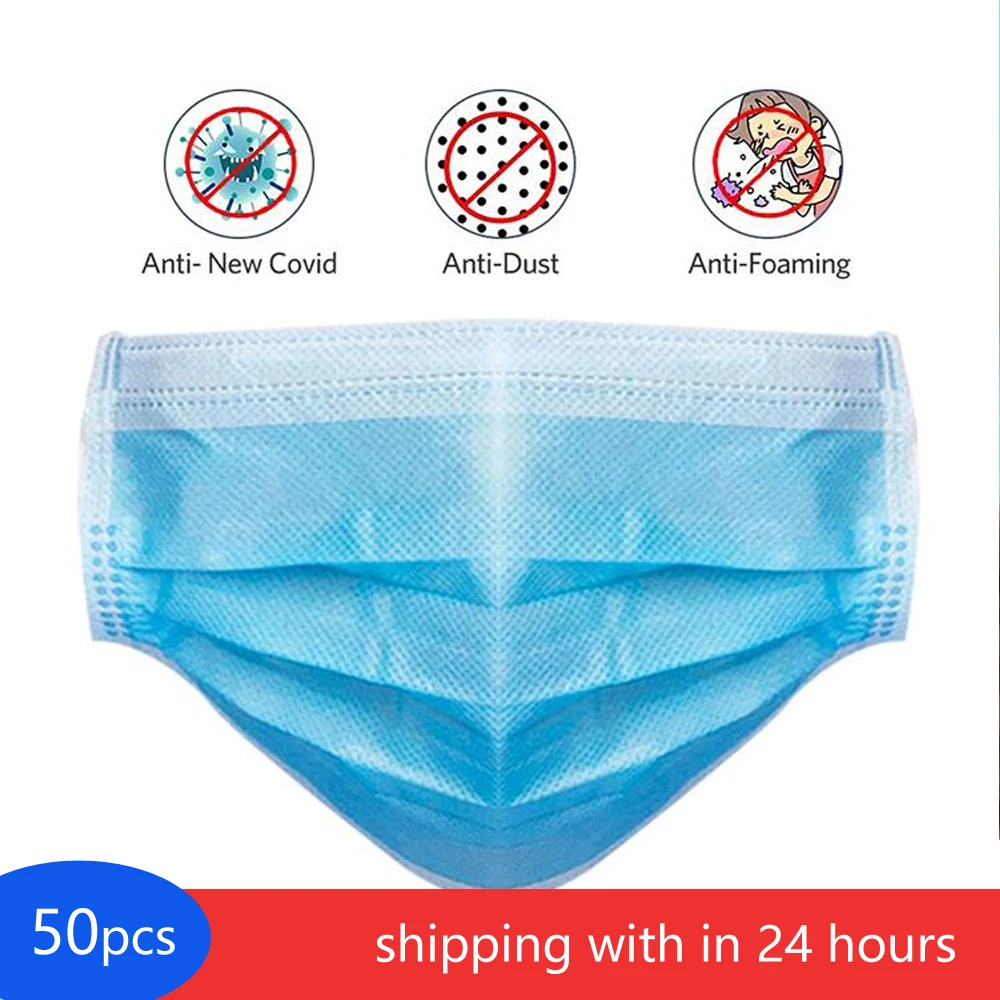 

Home Face Mouth Masks 3 Layers Dustproof Facial Protective Cover Masks Anti-Dust Disposable Salon Earloop Mouth Mask Party Masks