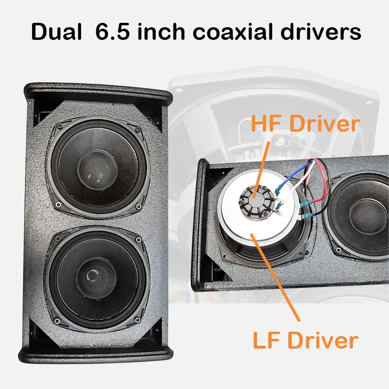 Dual 6.5 inch Active Compact Column PA Speaker Powered Slim Loudspeaker Point Source Speaker