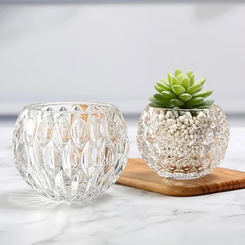 

Round Hydroponic Flower Pot Crystal Glass Vase Aquatic Plants Dried Flowers Fresh Home Table Decoration Ornaments