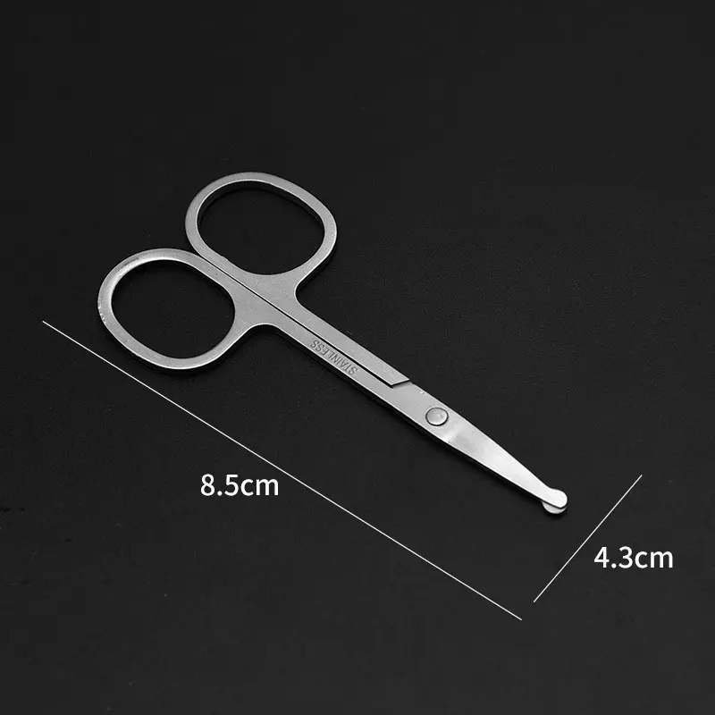 100% New 1pc Stainless Steel Mini Portable Curved Mustache Nose Ear Hair Remover Scissor Trimmer Safety Tips 5