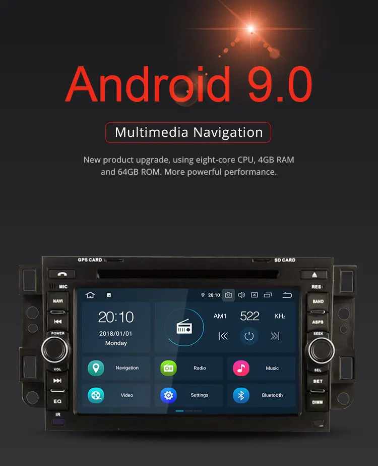 Top TOPBSNA Android 9.0 Car DVD Player For Chevrolet Aveo Epica Captiva Spark Optra Tosca Kalos Matiz GPS Stereo 2 Din Car Radio RDS 1