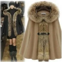 AliExpress EBay,, Осень-зима, стиль, модный плащ с имитацией енота, шерстяная накидка, куртка