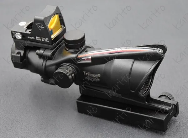 Тактический винтовочный оптический прицел Trijicon ACOG Style 4x32 красного цвета и RMR 1x