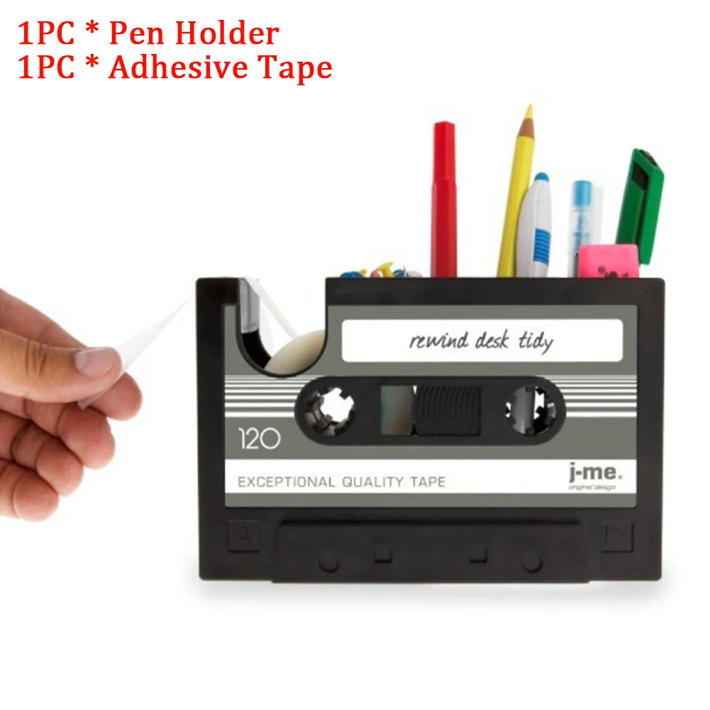 

Desk Container Practical Student Home Office Pen Holder Cassette Tape Vintage Style Multifunctional Pencil Organizer Gift