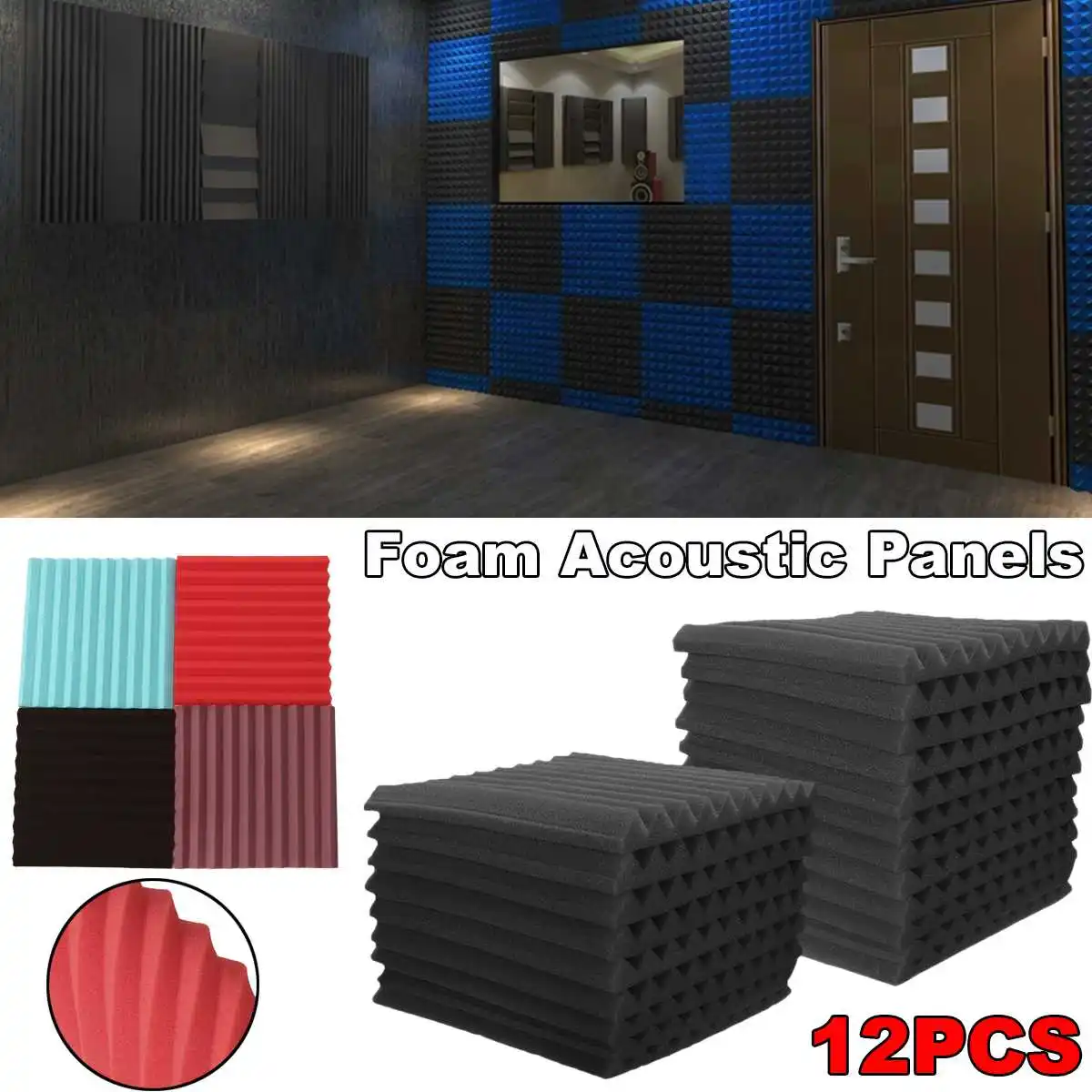 

12PCS Soundproofing Foam Acoustic Foam Sound Treatment Room Studio KTV Windows Sealing Strips Absorption Foam