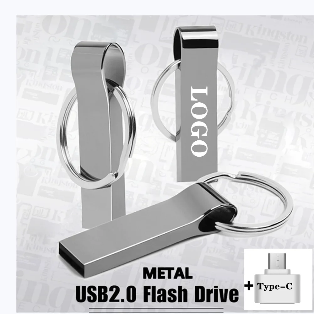 

Pendrive Metal 2 IN 1 Type-C Usb Flash Drive 2.0 Waterproof Usb Stick 64GB 32GB 16GB Pen Drive 4GB 8GB business gift