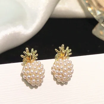 

925 Silver Pineapple Pearl Earrings Women's 2020 New Style French Retro Earrings Elegant Earrings Girs Party Ear Stu Jewelry