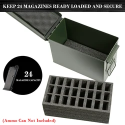 Insert tactique porte revues mousse 24 pistolet de qualité militaire pour stockage de boîtes de munitions. 50 Cal, stockage de magazines (munitions non incluses) 