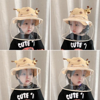 

Children's sun hat toddler hat cute deer hat girl boy sun visor removable mask fisherman hat newborn baby cap cotton