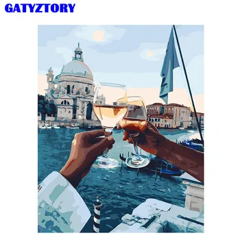 

Frame DIY Painting By Numbers With Frame Landscape Drawing By Number Canvas Painting For Kitchen Wall Decor Calligraphy Painting