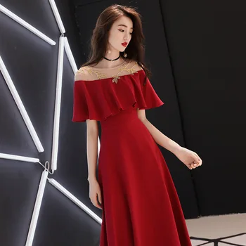 

Women Sexy Off Shoulder Qipao Red Engagement Prom Party Dress Patchwork Cheongsam Noble Maxi Evening Dress Vestidos De Festa